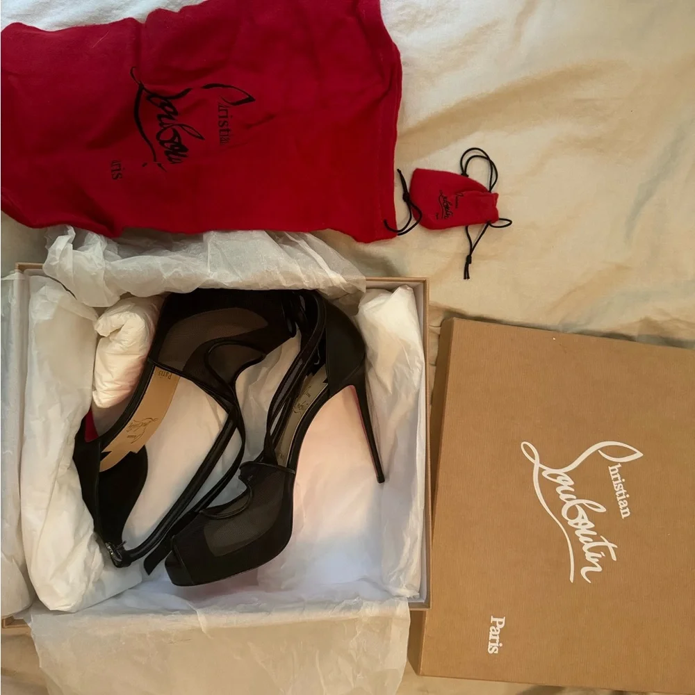 Christian Louboutin Mariacar Mesh Red Sole Platform Sandals size 8.5 - Picture 2 of 7